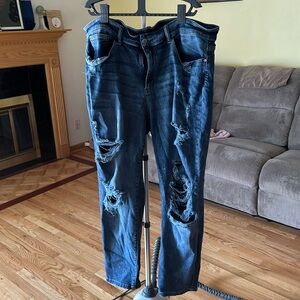 Judy Blue high-rise, bleach splattered, distressed boyfriend fit jeans